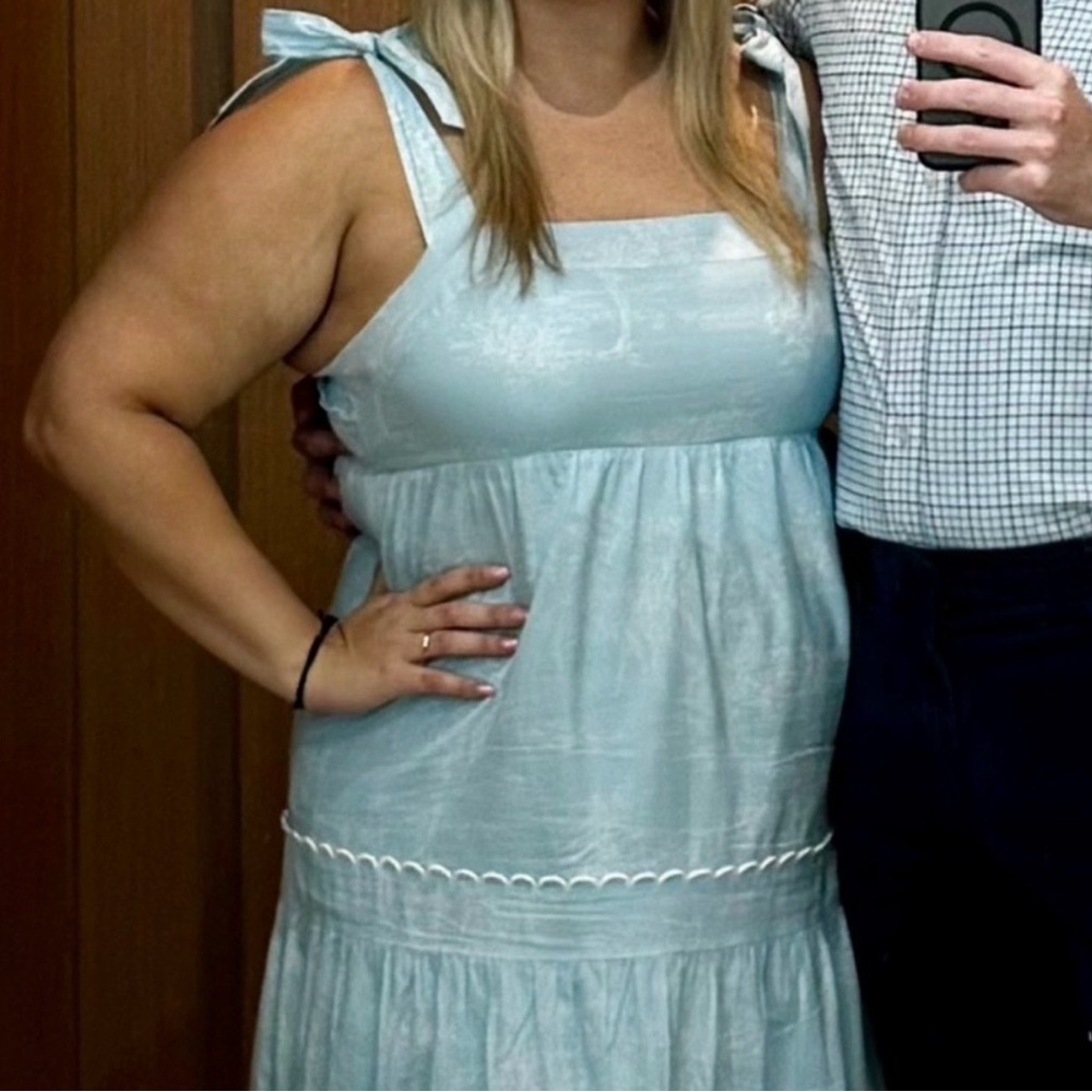 Biltmore Women's Tie Tank Maxi Dress Light Blue
